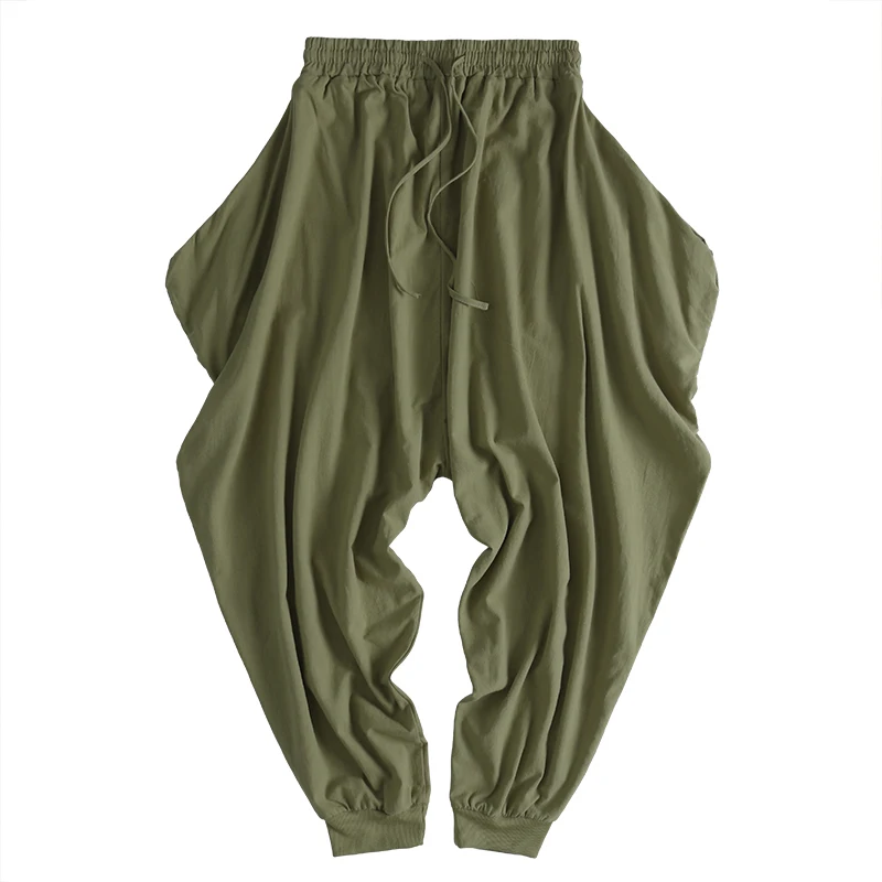 

2021 Cotton Harem Pants Men Japanese Loose Joggers Trousers Mans Cross-pants Crotch Pants Wide Leg Baggy Pants Men