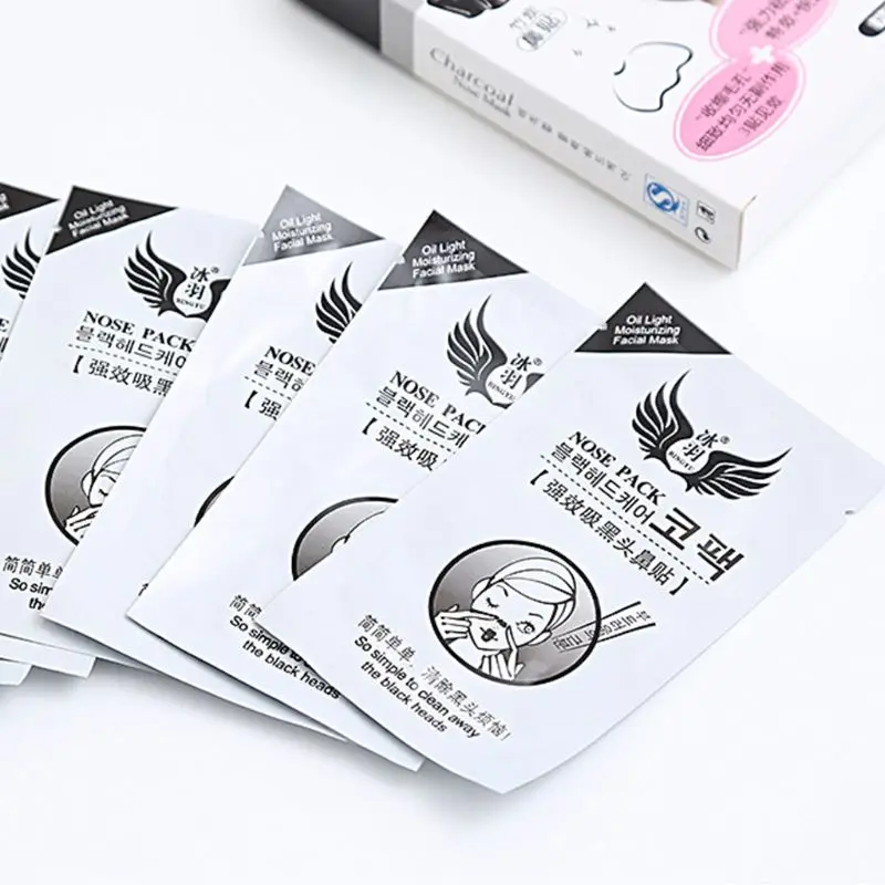 10 шт./корт. Маска для лица с натуральным бамбуковым углем полоски удаления черных