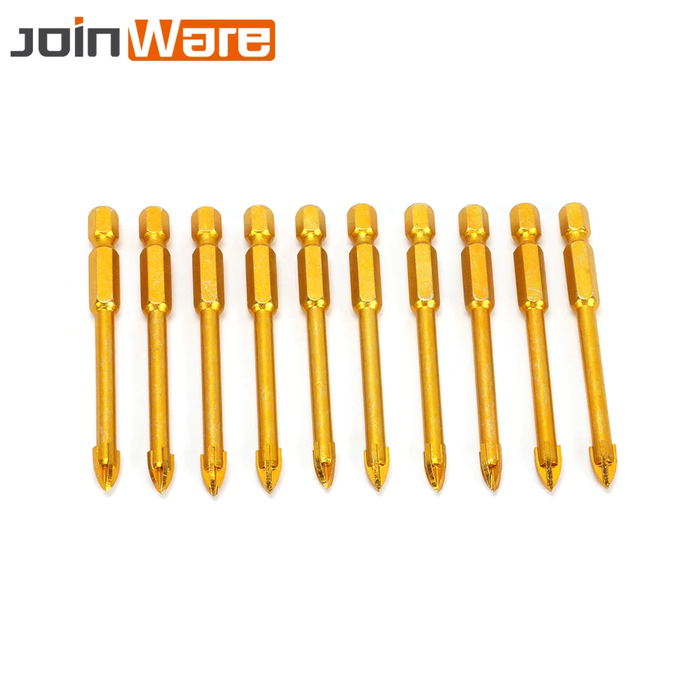 

10Pcs Head 6mm Ceramic Alloy Drill Cross shaped for Glass Marble Tile Cutter Power Hand Tools