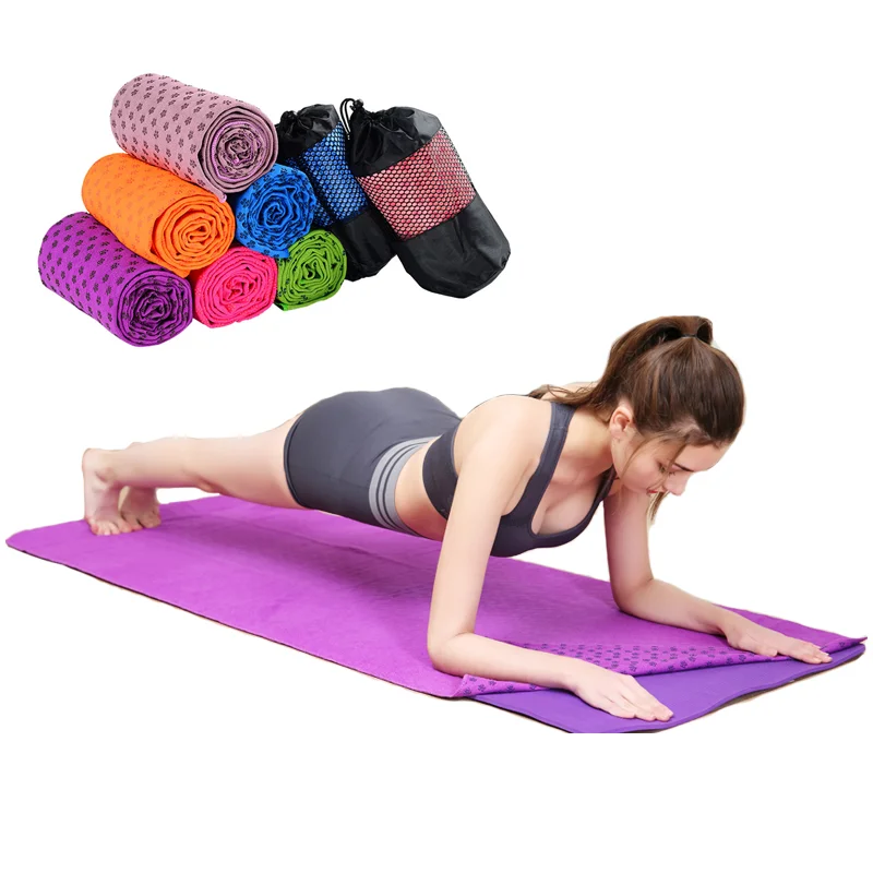 

Нескользящий коврик для йоги, полотенце, нескользящий коврик для йоги из микрофибры, размер 183 см * 61 см, 72 дюйма x 24 дюйма, полотенце для магаз...
