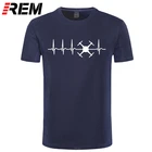Футболка REM evolution ekg с изображением пульса дрона, летняя хлопковая футболка в новом стиле, Мужская футболка-пилот с коротким рукавом, футболки