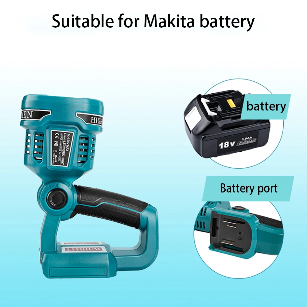 저렴한 WAKYME 4 모드 작업 빛 1/18/14 V 무선 LED 손전등 USB 야외 스포트 라이트 빛 Makita DML812 배터리 없음