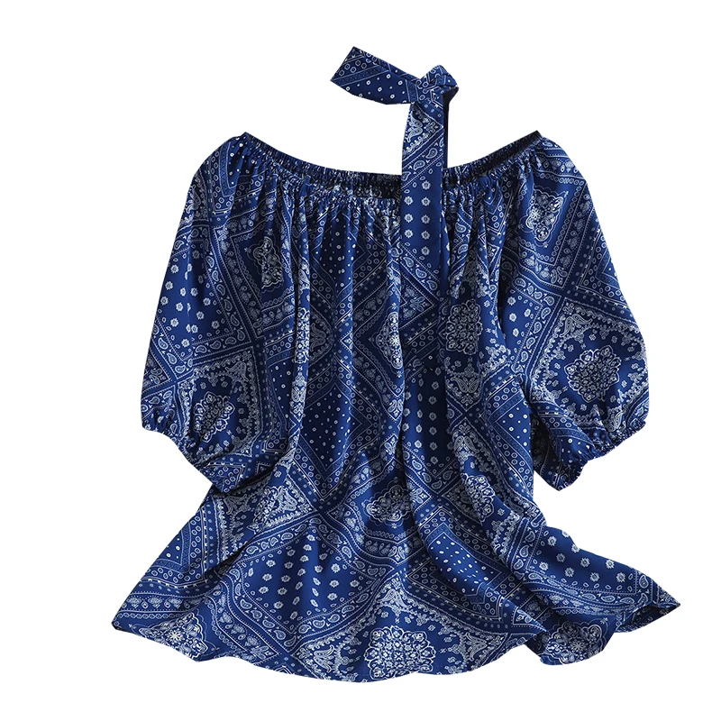 

Свободный Тонкий Топ без бретелек в Корейском стиле, женское летнее платье, новинка, темпераментная Модная рубашка с пышными рукавами и при...