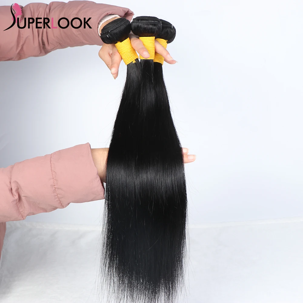 

Brazilian Straight Hair Bundles 1/3/4 Pcs Straight Human Hair Bundles Deal Non-Remy Hair Weave Bundles Jet Black Color No Tangle