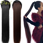 Длинный прямой синтетический хвост DIFEI на шнурке, 5 размеров, черныйкоричневый, термостойкий шиньон на заколке для наращивания волос для женщин