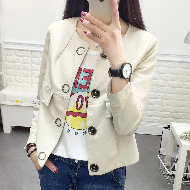 

PU Leather Jacket 2020 Autumn Coat Short Female Black Jackets Biker Coats Ladies Spring Top Clothes Chaqueta Mujer LWL709