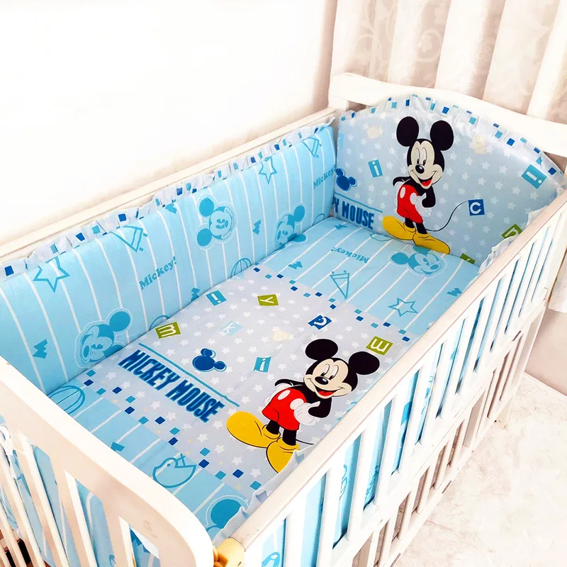 

6pcs Baby Cot Bed Around Protector Ruffle Baby Crib for Newborns Bedding Bumpers infant cot bumper (4bumpers+sheet+pillow cover)