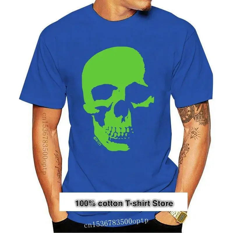 

Nuevo 100% algodón pantalón corto Casual Camiseta de manga de verde neón de hombres de cráneo camiseta, traje de Halloween