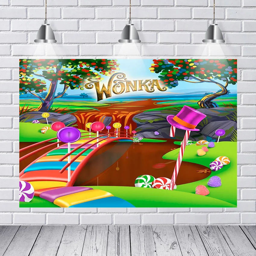Фон для фотосъемки с изображением шоколада Wonka Garden Bridge Candyland конфетный фон