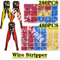 480280pcs insulated cable connector electrical wire crimp spade butt ring fork ring lugs rolled terminals assorted kit plier