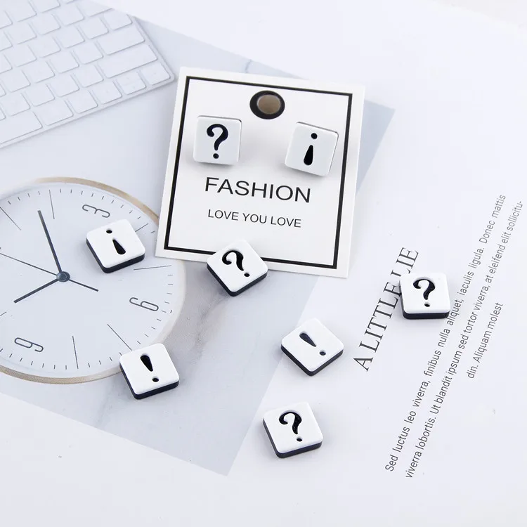 

Fashion simple resin square exclamation mark question mark patch DIY handmade jewelry earring stud accessories materials