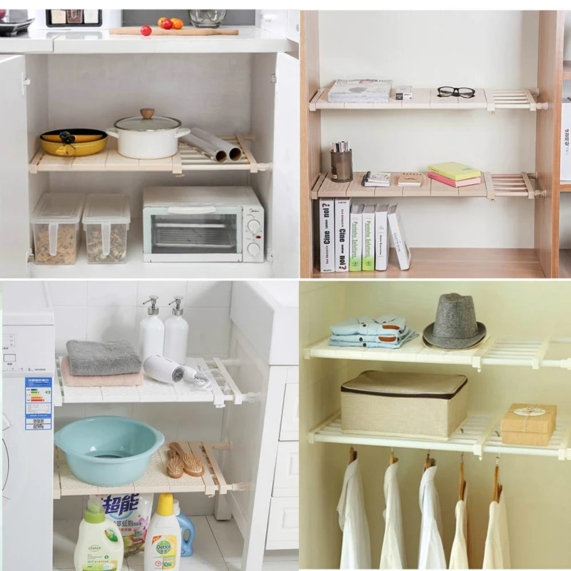 

1PC Adjustable Closet Organizer Storage Shelf DIY Wardrobe/Clothes/Kitchen Storage Holders Racks Plastic Layer/Dividers