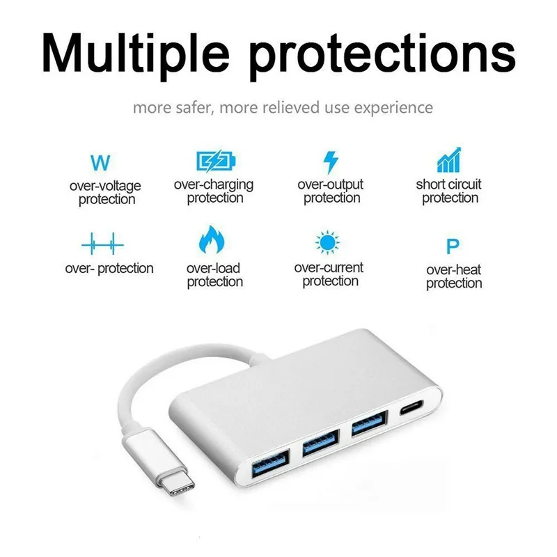 Концентратор Bkscy Usb c высокоскоростной 4 портовый концентратор USB Type C 3 1 с
