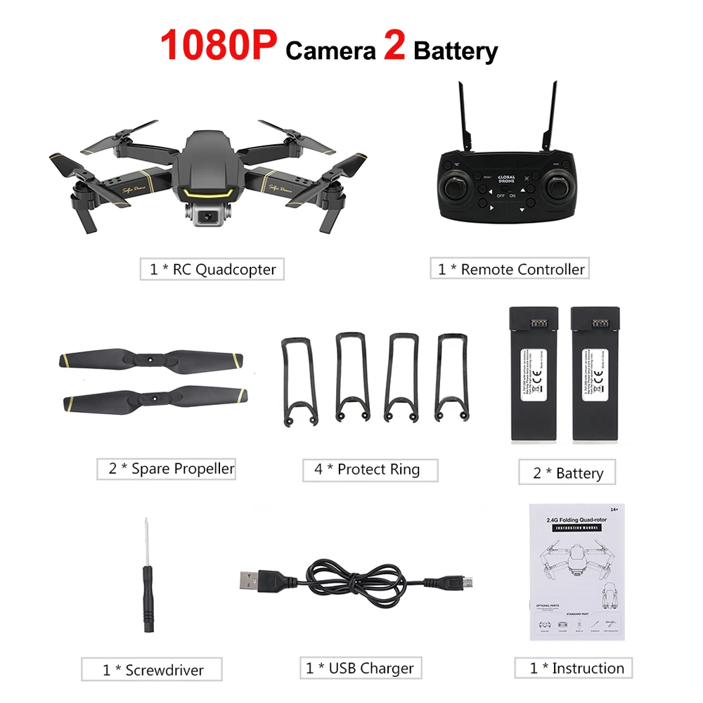 Мини-Дрон игрушки GW89 Радиоуправляемый Дрон с камерой 1080P Wifi FPV Gesture Фото Видео удержание высоты складной Радиоуправляемый квадрокоптер Дрон для детей - Color: 1080P Black 2B