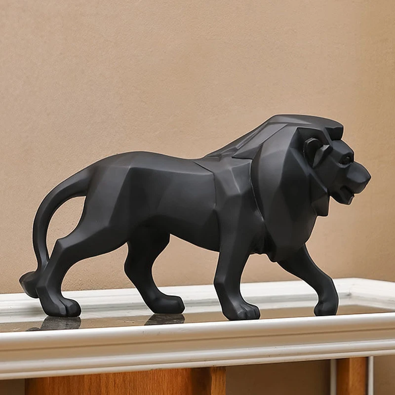 

Creative Lion Sculpture Home Decoration Artware Resin Geometric Animal Statue Living Room Display Furnishings Business Gift