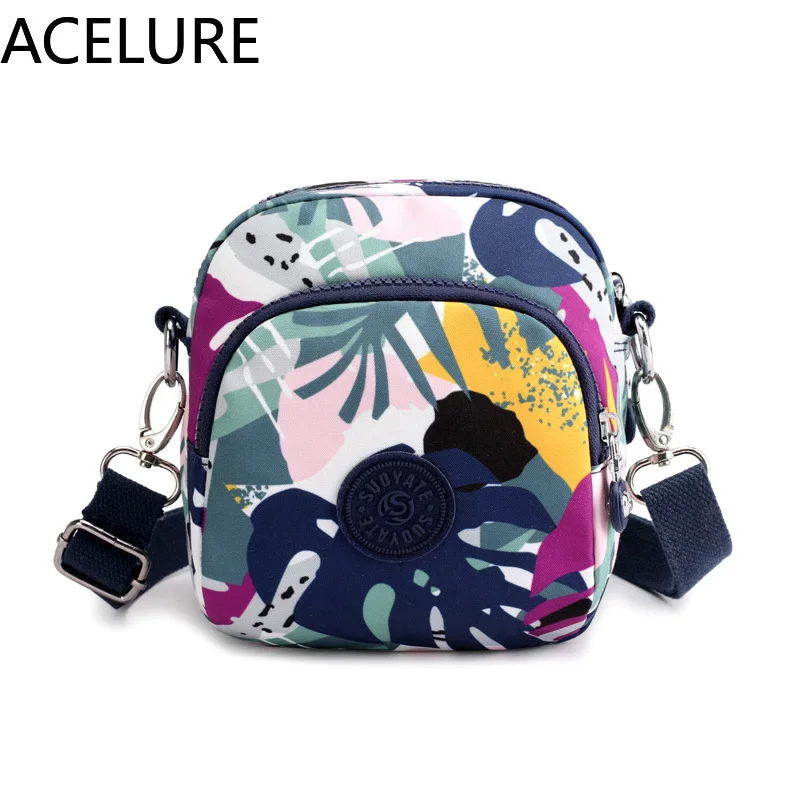 

ACELURE Ladies Purse Anti-theft Mobile Phone Bag New Printed Nylon Wallet Female Bags Solid Color Messenger Crossbody Small Bags