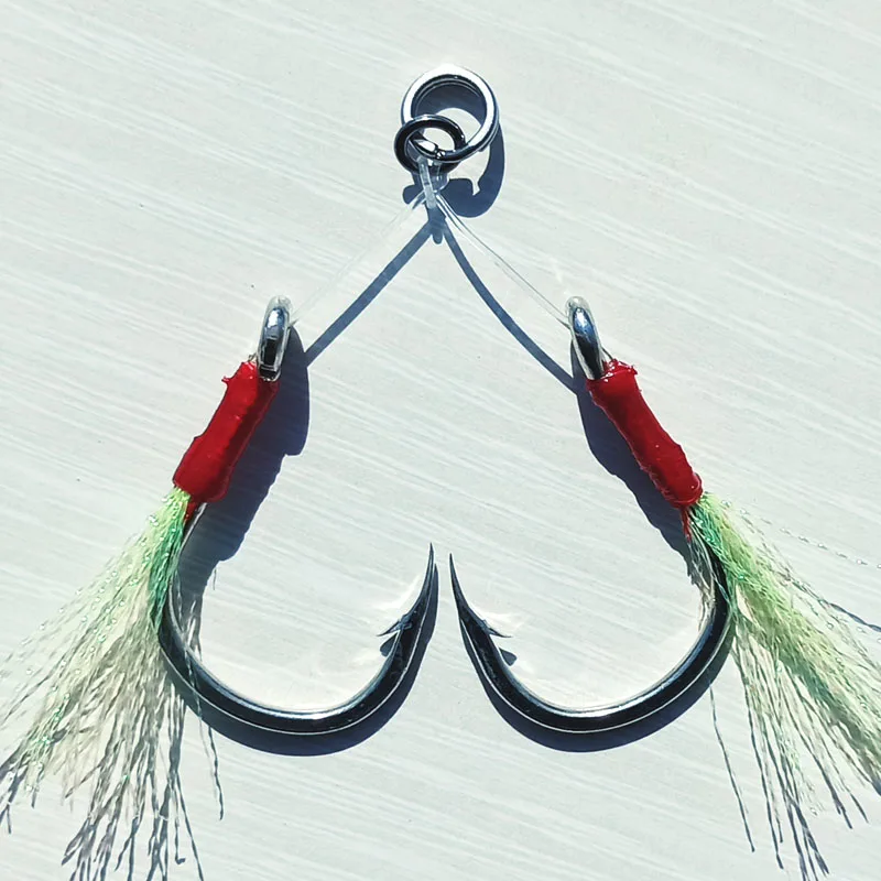 2 пары крючки mustad 3/0 5/0 7/0 нейлоновая линия медленный крючок с пером