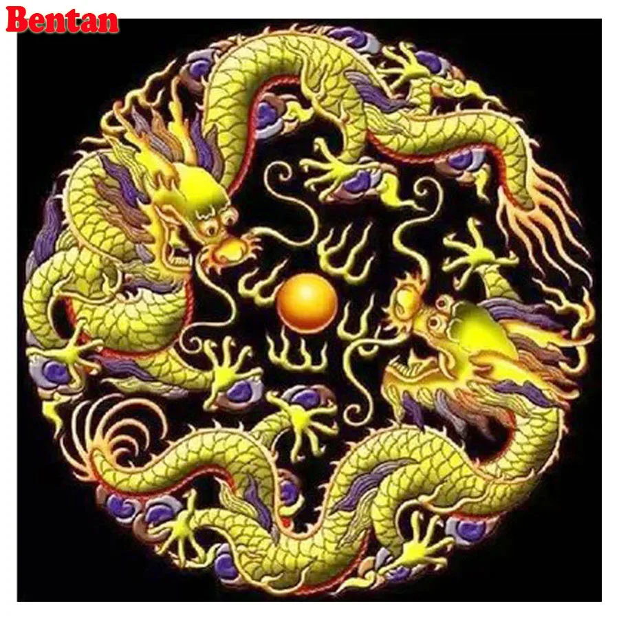 

Алмазная вышивка полностью квадратной формы, алмазная вышивка с китайским драконом, круглая алмазная живопись, мозаика, 3d картины, стразы, у...