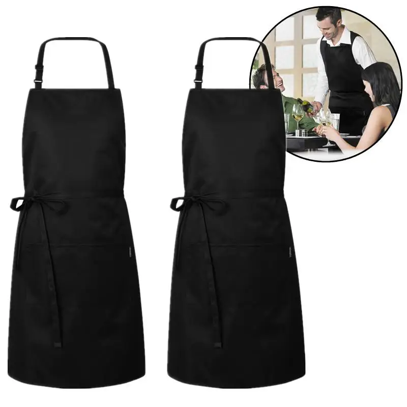 

2pcs Adjustable Bib Apron Waterproof Kitchen Apron Men Women Restaurant Chef Classic Cooking Household Cleaning Tool