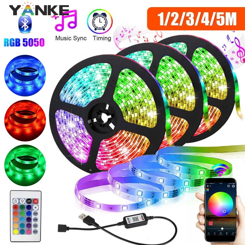 5 в светодиодный ленточный светильник USB SMD5050 RGB LED Bluetooth 1 м 2 3 гибкая неоновая лента
