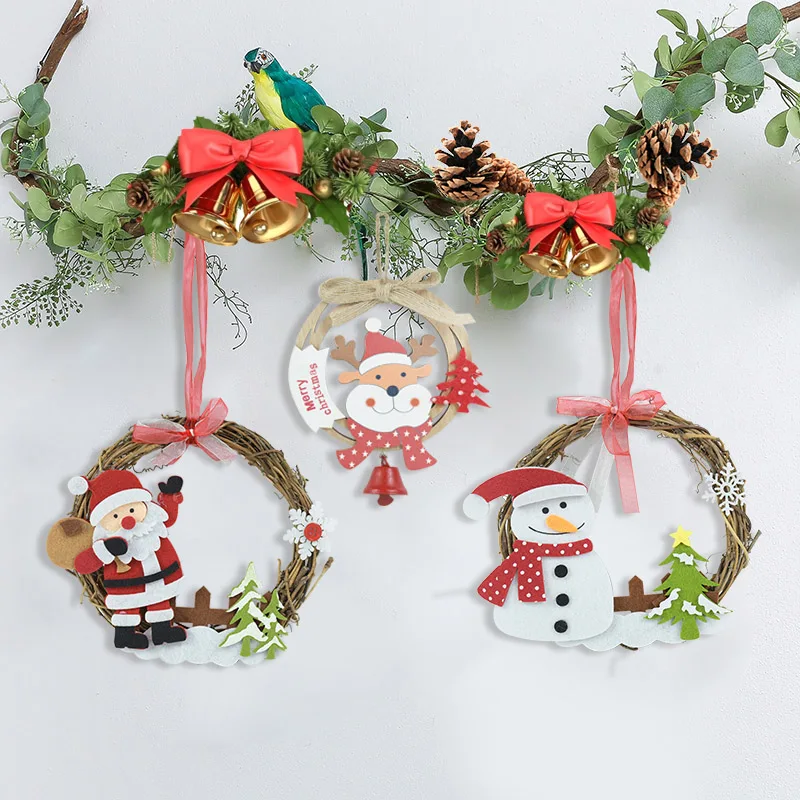 

Christmas Wreath Small Santa Claus Snowman Elk Xmas Pendant Merry Christmas Decor For Home Naviidad Tree Oranments Supplies