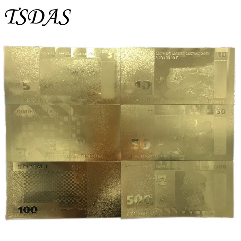 Бизнес-подарки полный Латвийский набор золотых 24k банкнот принимаем смешанные