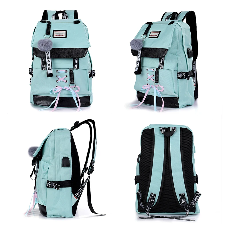 4 шт./компл. лента цепь с буквенным Mochila рюкзак туристические рюкзаки для отдыха школьные рюкзаки для девочек-подростков, школьный рюкзак
