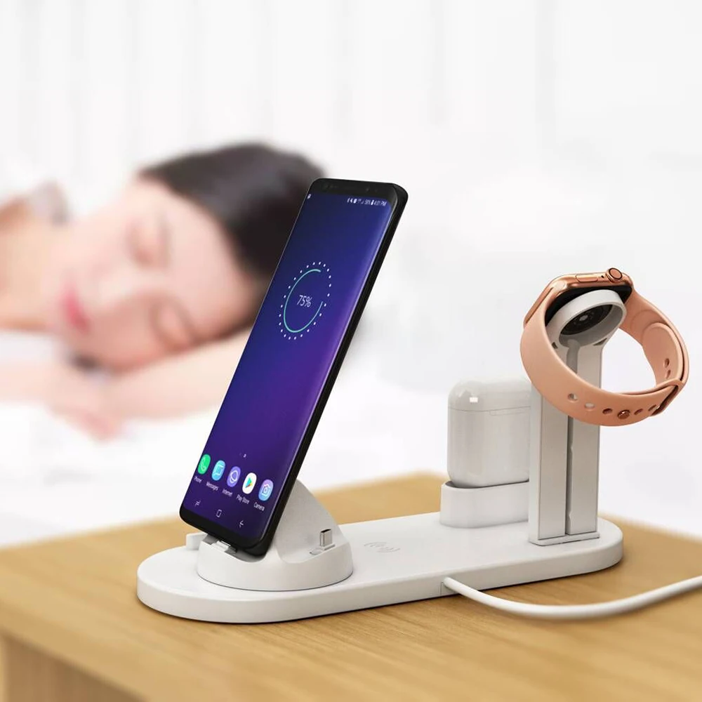 10 Вт Qi Беспроводное зарядное устройство для Iphone X XS XR 8 Plus 3 в 1 быстрая зарядка Apple