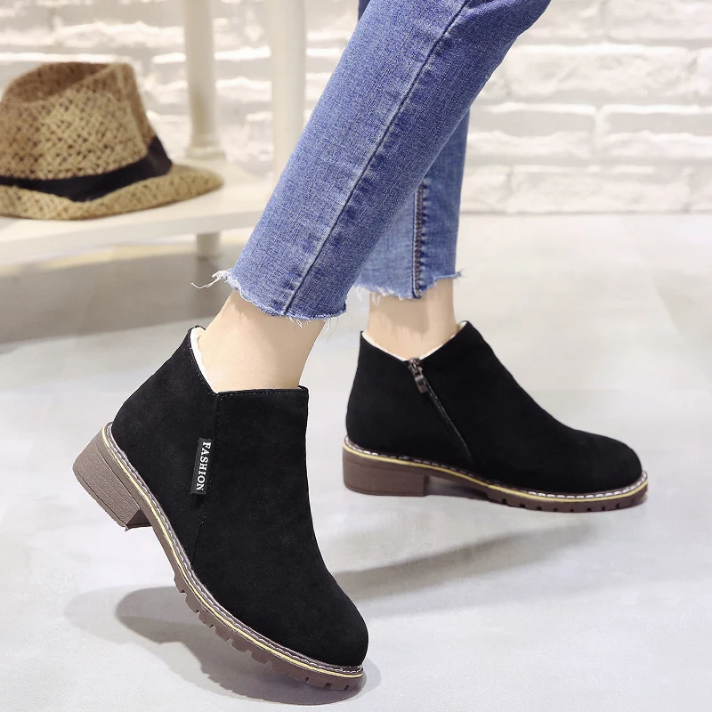 

New Warm Plush Winter Boots Women Shoes Woman Flock Slip on Women Boots Fashion Plus Size Short Ankle Boots Botas Mujer Booties