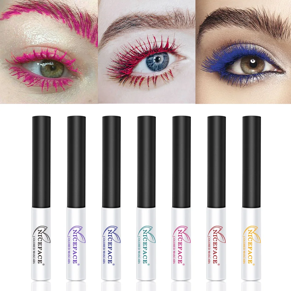Professional Makeup 7 Color Mascara Waterproof Fast Dry Eyelashes Curling Lengthening Eye Lashes Blue Purple |