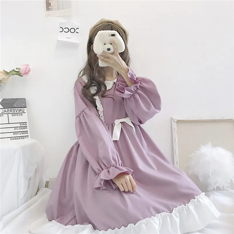 Милое розовое платье в стиле &quotЛолита&quot с завышенной талией милое Повседневное