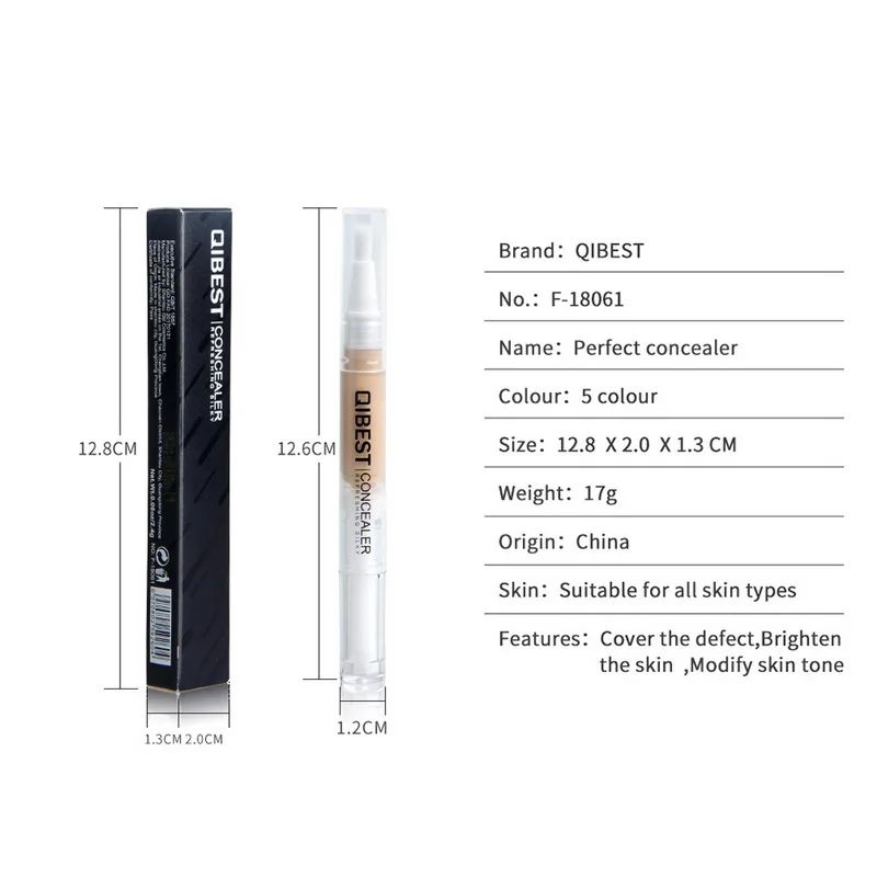 QIBEST Concealer Waterproof Make Up Long Lasting Face Contouring Pore Acne Full Cover Liquid Makeup Beauty Cosmetics |