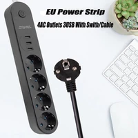 power strip eu plug 3 usb fast charging socket 2m cable extension outlets adapter surge protector for home office network filter