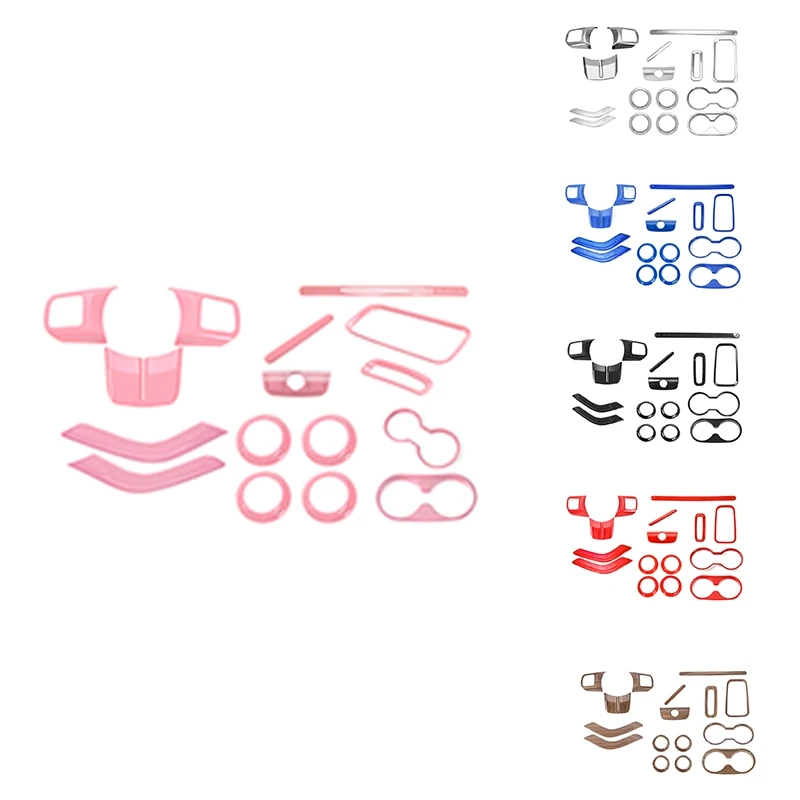 

for Jeep Wrangler JK 2011-2017 Door Handle Cup Cover Steering Wheel Center Console Interior Trim Kit 16Pcs