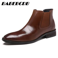 2020 british trend new pointy boot low heeled chelsea boots mens boots fashion high heeled shoes