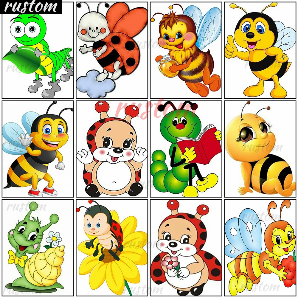 

5D Diamond Diamond Painting Cartoon Mosaic Rhinestone Pictures Kids Room Bee Embroidery Full Square Round Decor Rustom