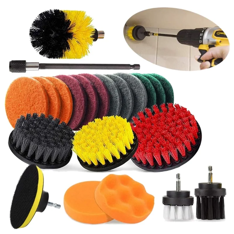 

22Pcs/Set Electric Drill Brush Set for Cleaning Bathroom Surfaces Tub Tile and Grout All Purpose Power Scrubber Cleaning Kit
