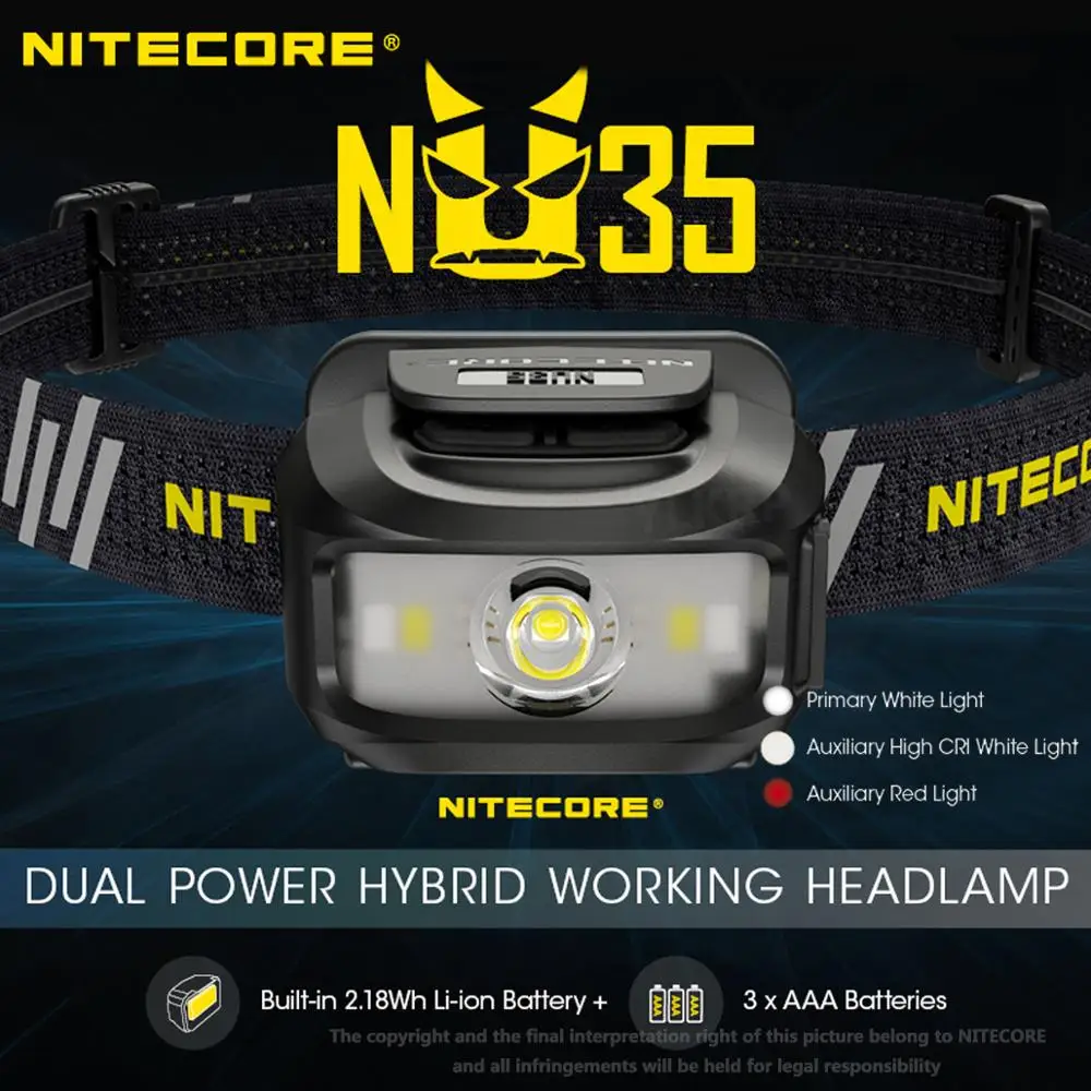 NITECORE NU35 460 люменов может одновременно использовать встроенную батарею и легко