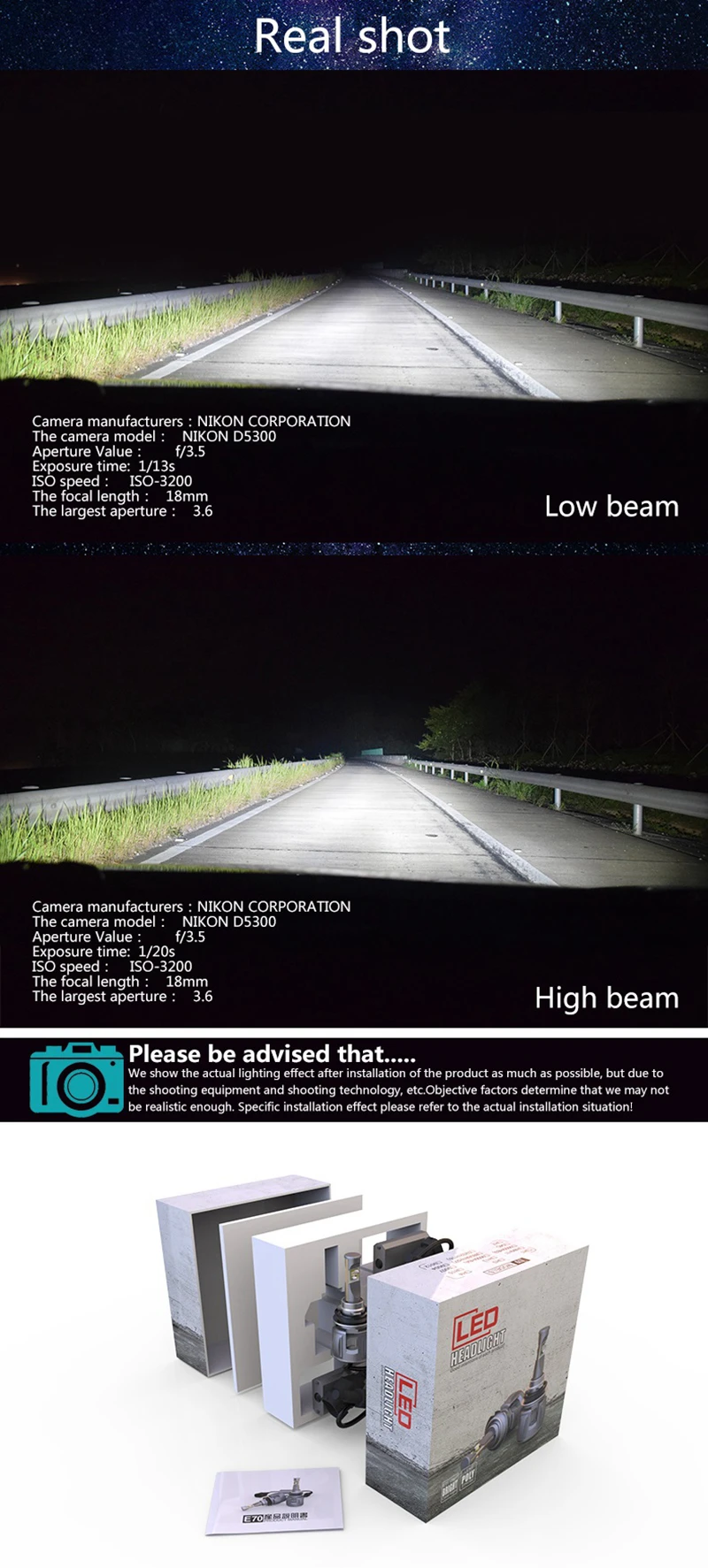 Super Spotlight D1S D2S D3S D4S LED E70 Car Headlight Lamp H7 H4 H11 H1 9005 9006 9012 HB3 HB4 H8 H9 120W 15600LM 6000K 12V 24V