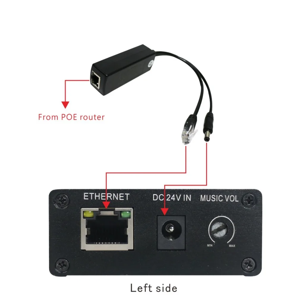 SIP PA system 520107 2x15W Wall-mounted Network Audio Terminal, supports SIP protocol and POE power supply with Amplifier