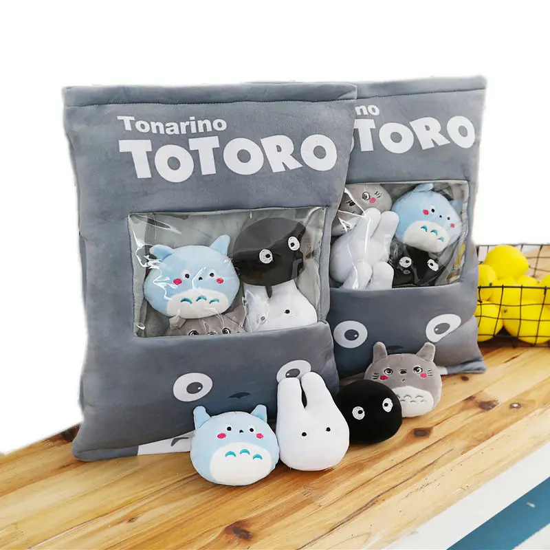 Totoro мягкая подушка с 4 шт. Мини размер семья totoro аниме куклы внутри толчок