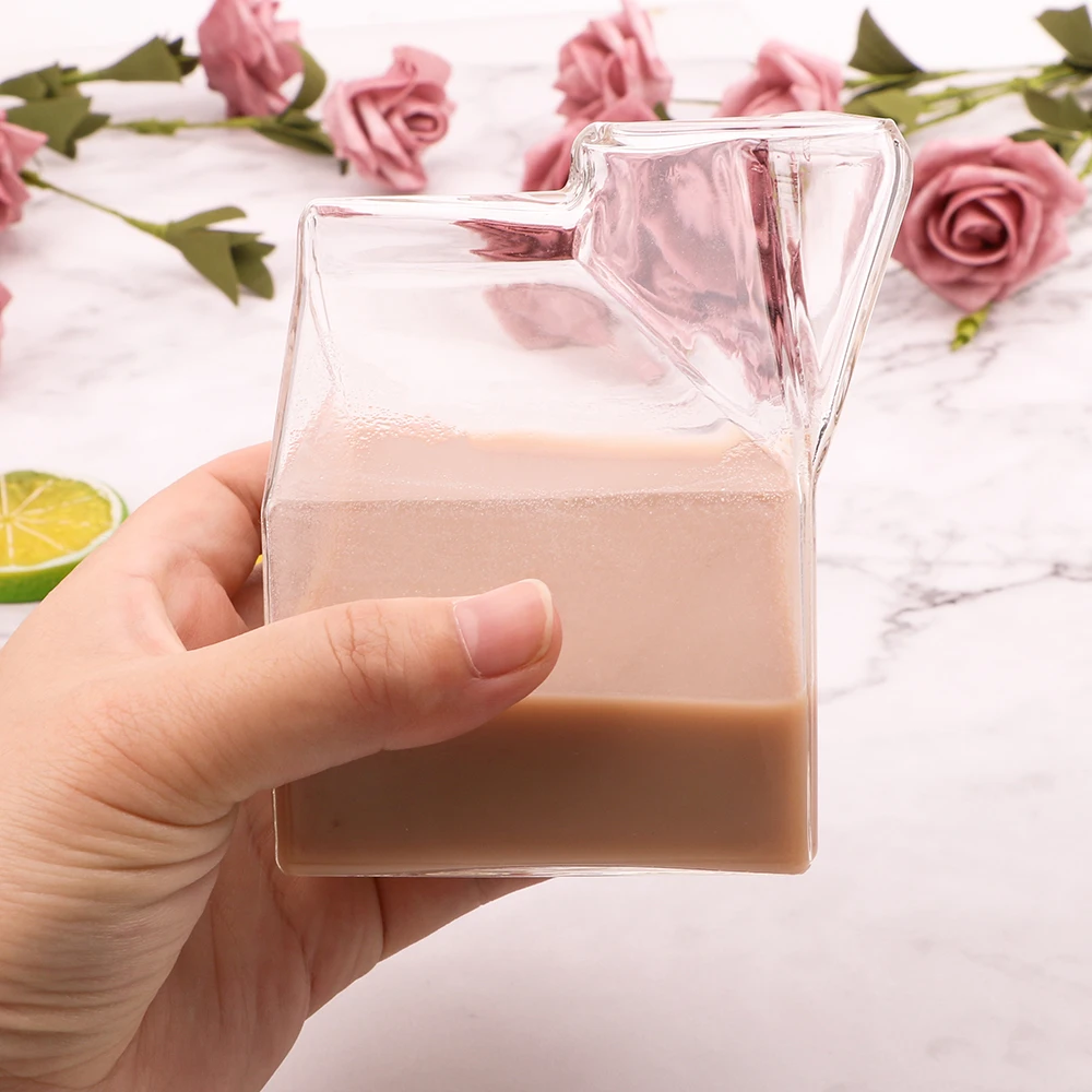 HILIFE Creative Square Glass Cup Unique Design Drinkware Pure Handmade Crafts 250ML Milk Box | Дом и сад