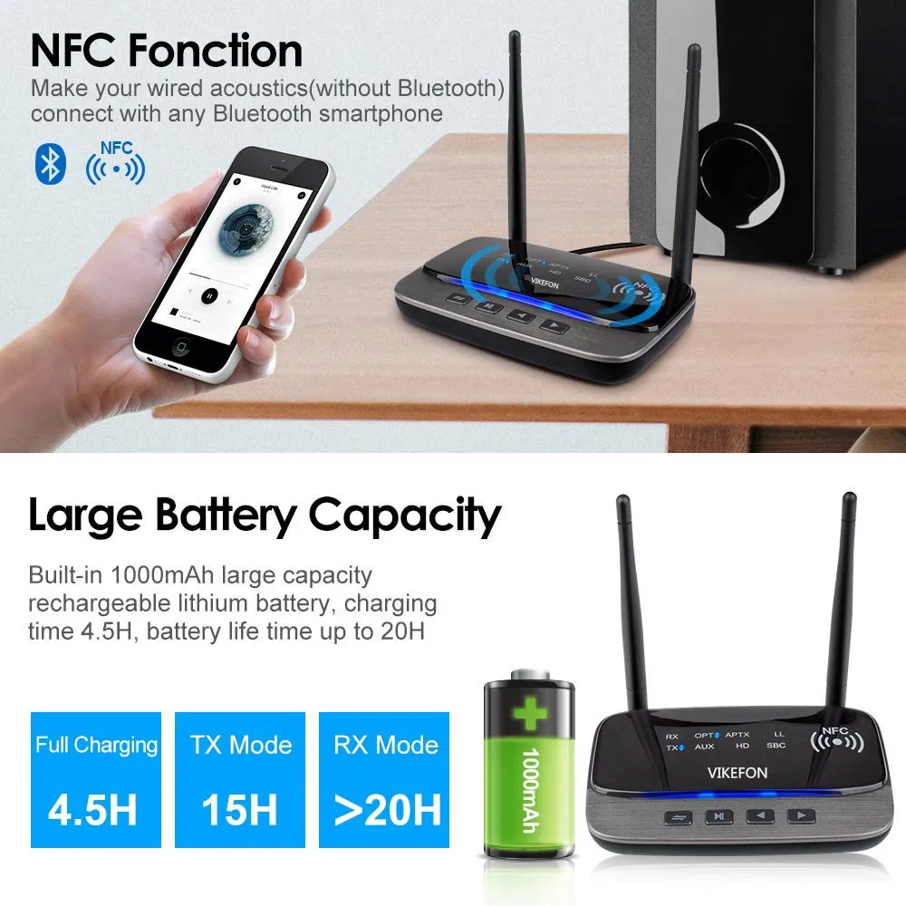 Bluetooth 5 0 передатчик приемник RCA беспроводной аудио адаптер NFC aptX HD apt-X Низкая