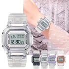 Часы наручные женские электронные, модные простые Прозрачные Цифровые в повседневном стиле, спортивные водонепроницаемые, с квадратным циферблатом, подарок для любимой