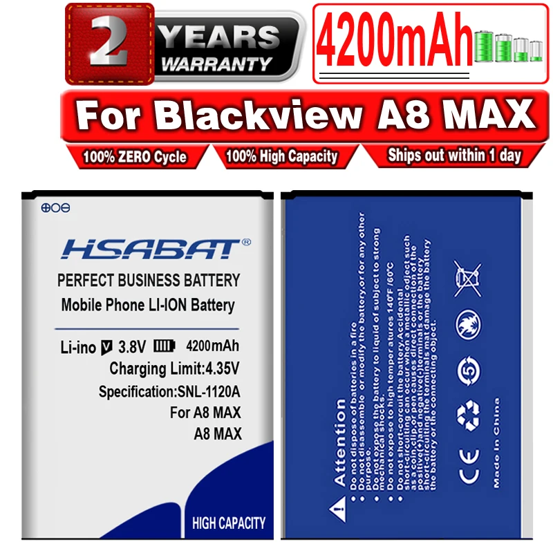 Аккумулятор HSABAT 4200 мАч A8 Max для батарей Blackview Max|Аккумуляторы мобильных телефонов|