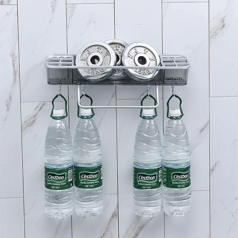 Estante de almacenamiento triangular montado en la pared, estante de ba&ntilde;o con ganchos de barra de toalla, organizador para art&iacute;culos del hogar, accesorios de ba&ntilde;o-4