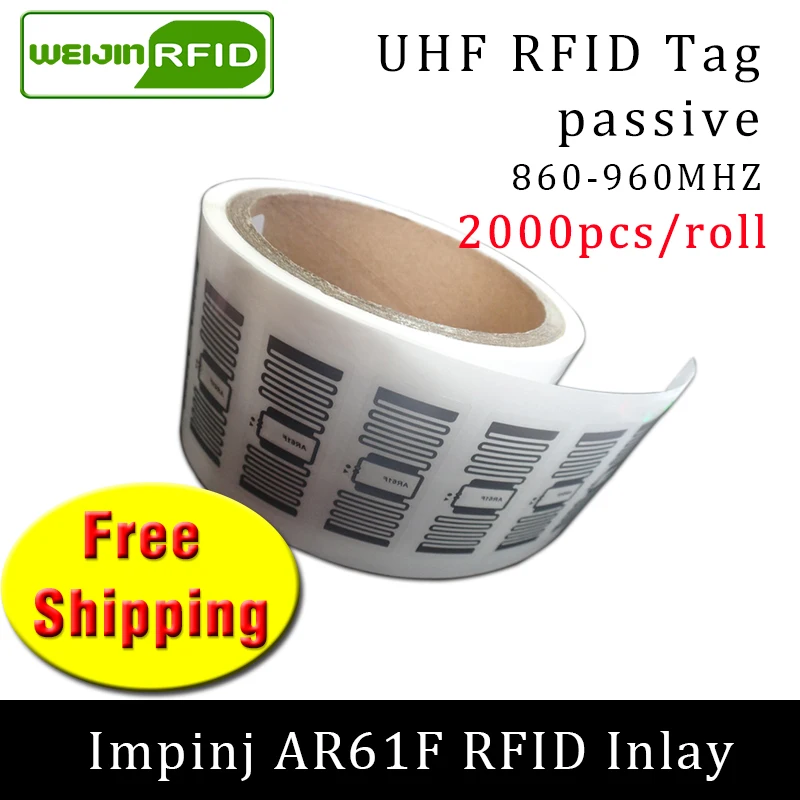 Rfid метка UHF наклейка impinj MonzaR6 AR61F EPC6C влажная инкрустация 915m868mhz860 960MHZ 2000 шт.