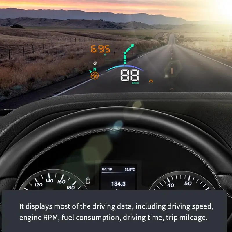 HUD Автомобильная головка вверх дисплей скорость проектор охранная сигнализация
