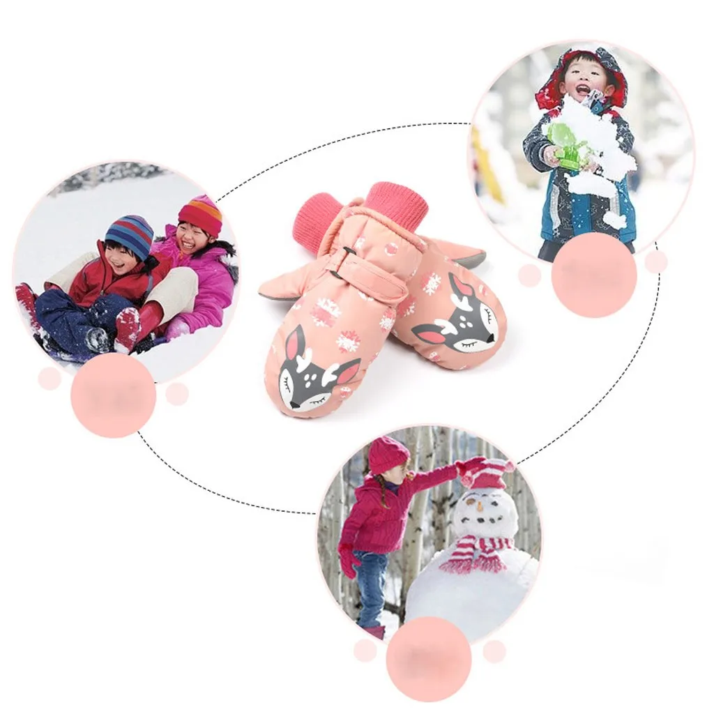 Милые детские лыжные перчатки Anmial зимние водонепроницаемые трехслойные теплые