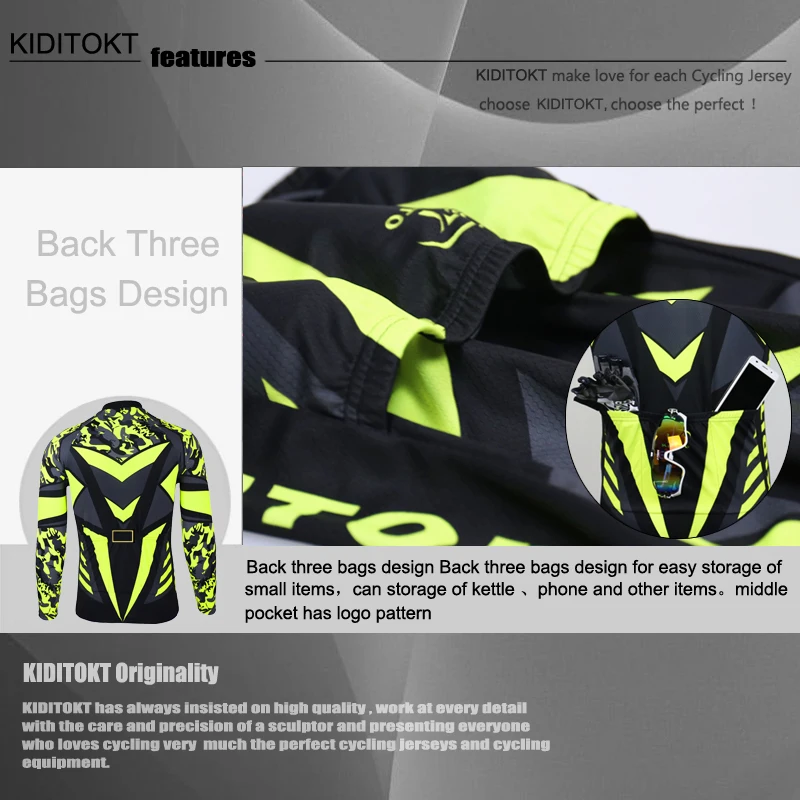 Профессиональная Зимняя Теплая Флисовая вело-Джерси с длинным рукавом kiditgend 2021
